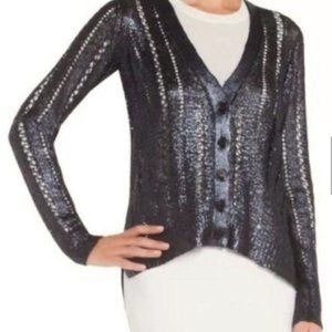 Bcbg Maxazria Reyes Metallic Open Knit Cardigan Sweater Size XS